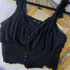 Black crop top with tie